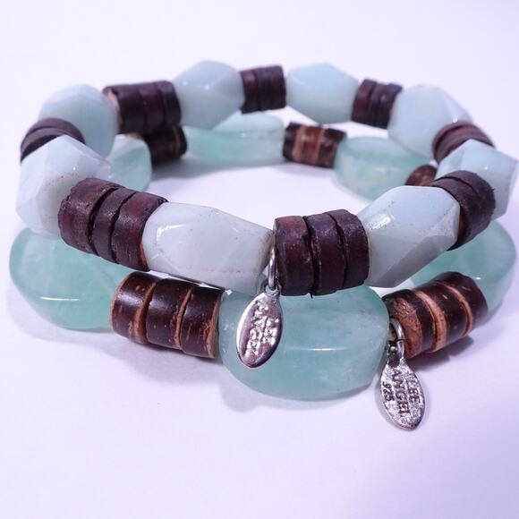 Neiman Marcus Lee Angel Seafoan Resin Wood Link Stackable Bracelet NWT 210 - Picture 4 of 10